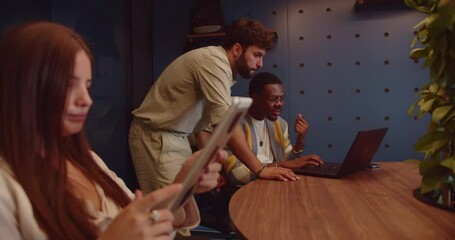 Diverse people collaborate, business partners are not only innovating new projects but also achieving impressive statistics and robust growth, ensuring a prosperous future for their small business.