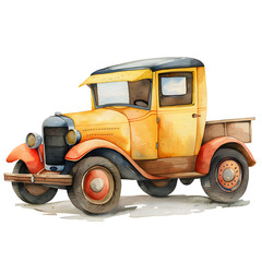 Children's, toy,  car. Watercolor illustration. Isolated on a transparent background. AI.