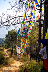 tibetan flags seen in champadevi trek, kathmandu