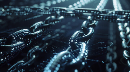 binary codes on chain block chain technology concept modern cybers security or cyber tech background, wallpaper 