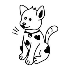 Download this doodle icon of a sitting pooch 