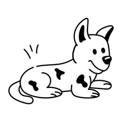 Modern doodle style icon of a relaxing dog 