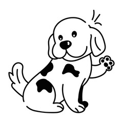 Here’s a doodle icon of a cute waving dog 