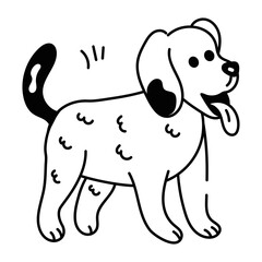 Get this doodle style icon of a playful puppy 