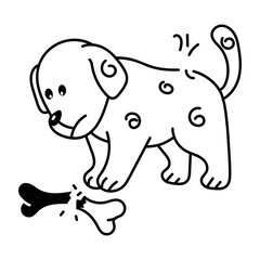 Download doodle icon of a broken pet bone 