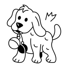 Editable glyph icon of a dog playing with pet toy 