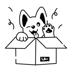 Adopt dog cute doodle style icon 