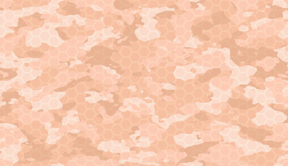 Seamless tan pink hex wide camouflage pattern vector - 779343368