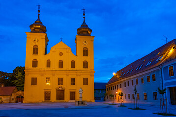 Sunset view of the Church of Saint Michael in Croatian town Osijek