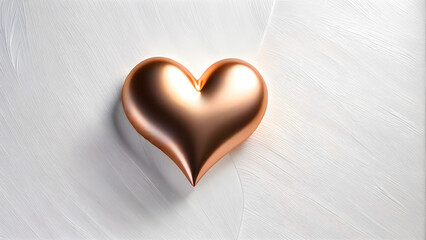 Copper Heart Elegance: Heart-Shaped Designs on White Background(Generative AI)