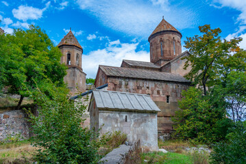 Fototapeta na wymiar Sapara Monastery in mountains near Georgian town Akhaltsikhe