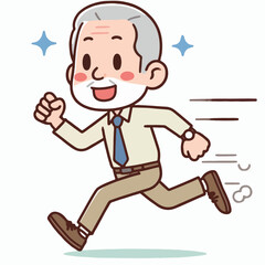 running grandfather vector illustration