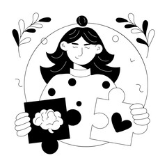 Modern doodle mini illustration of mindfulness 