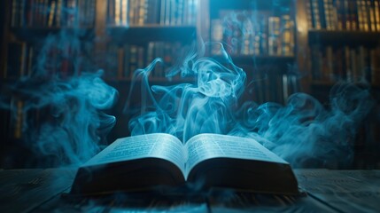 Naklejka premium A book whose words rearrange themselves to tell your future when opened