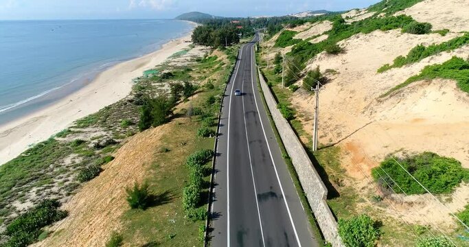 Car Run Sea Roads Phan Thiet Viet Nam