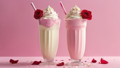 A Cinematic Capture of a Delicious Rose Falooda Milkshake