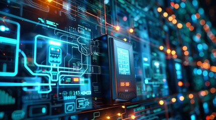 Smart meters for electricity consumption monitoring, Smart Grid Technology backdrop
