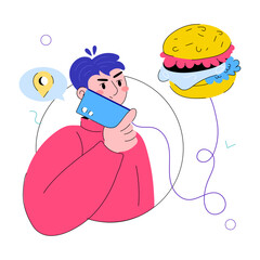 A doodle mini illustration of order meal 