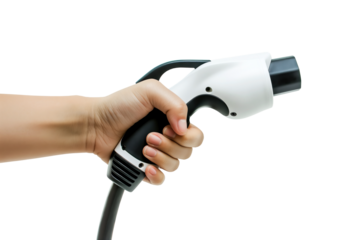 Hand holding a Car Electrical Charge Cable plug