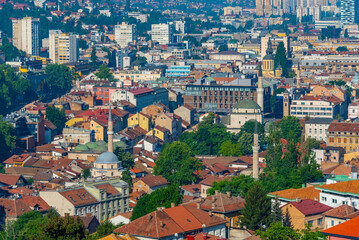Fototapeta premium Sarajevo viewed from the Yellow fortress, Bosnia and Herzegovina