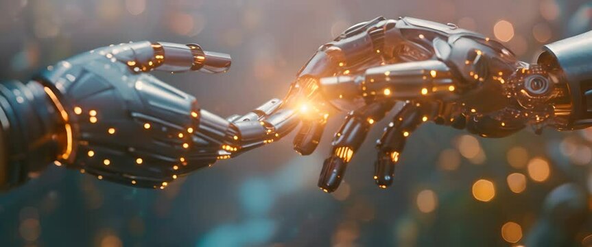 Fintech revolutions powered by blockchain and AI, photorealistic approach