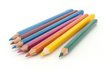 Fototapeta premium color pencil on white background, wooden colored pencils