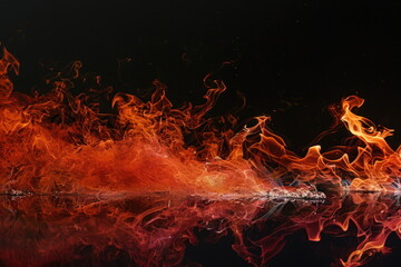 Fototapeta na wymiar surface of fire, black background