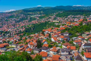 Fototapeta premium Panorama of Bosnian capital Sarajevo