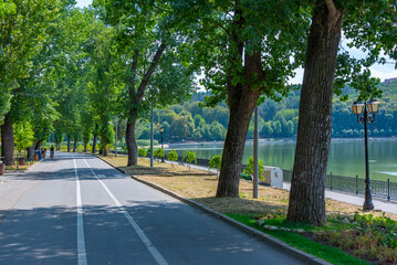 Lakeside promenade at Valea Morilor park in Chisinau, Moldova