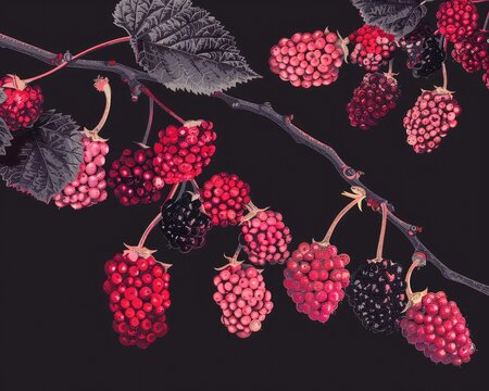 A detailed image of a mulberry branch