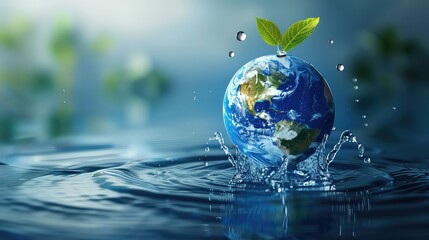 World water day graphic design generative ai background with copy space. Concept of eco life or save the world - obrazy, fototapety, plakaty
