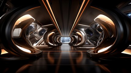Captivating Futuristic Warp Tunnel - Mesmerizing Interstellar Architectural Visualization