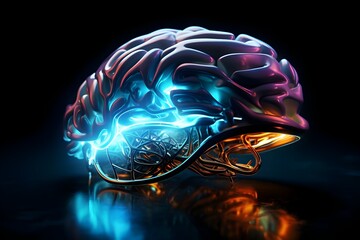 Neon-Lit Digital Brain:A Futuristic Vision of Advanced Artificial Intelligence