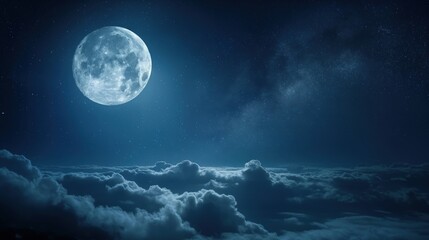 Naklejka na ściany i meble Nocturnal Beauty Moon in Sky at Night Background