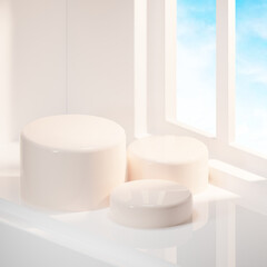 3D render podium display presentation. with soft light and shadow, for product placement or design