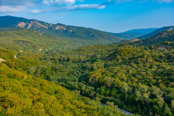 Naklejka premium Hilly landscape of outter Kakheti region on Georgia