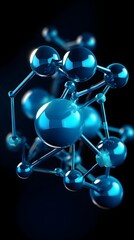 Detailed 3D of Blue Molecular Structure Showcasing Scientific Innovation