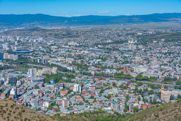 Residential neighborhood of Tbilisi with a football arena, Georgia