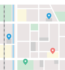 ピンが表示された地図のイラスト素材