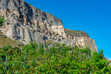 Panorama view of Vardzia caves in Georgia