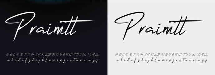 Font Handwritten Signature Brush Font Type Font lettering handwritten - obrazy, fototapety, plakaty