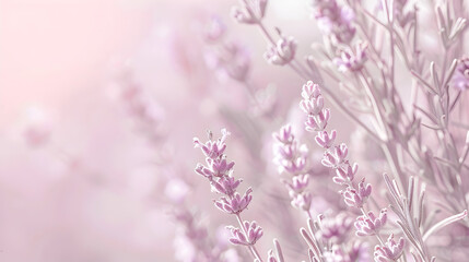 Obraz premium Romantic background, light pink, Lavender plants.