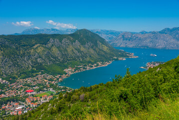 Panorama of Boka Kotorska bay in Montenegro
