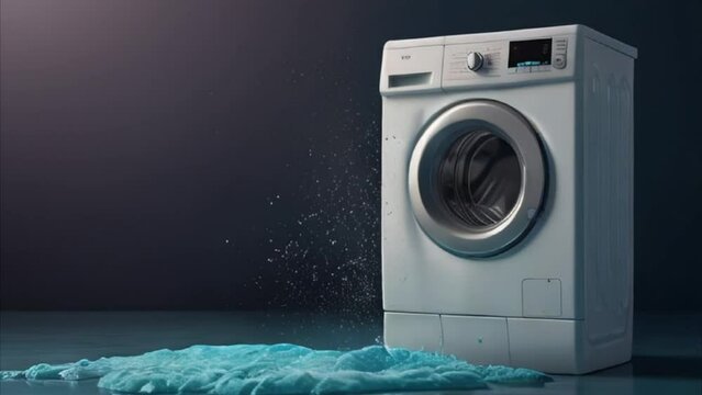 cleaning clothes washing machine or detergent liquid commercial advertisement style with floating shirt and dress underwater with bubbles and wet splashes laundry work as banner design with copy space