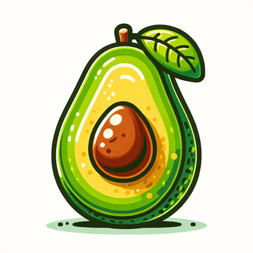 a flat vector image of a half avocado with a seed