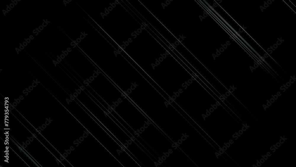 Wall mural abstract stright white digital lines loop motion on black background.