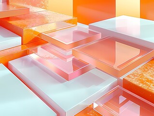 Abstract 3d cubic geometric  textured pastel color background,  for home decor, wall art, digital art print, wallpaper, background