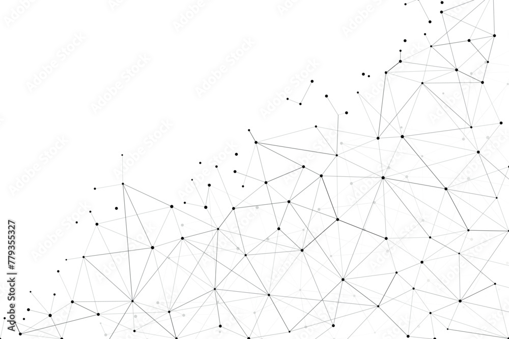 Wall mural abstract futuristic digital technology network connected with communication lines background