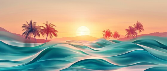 Fototapeta na wymiar Abstract tropic, turquoise waves, island breeze, travel brochure