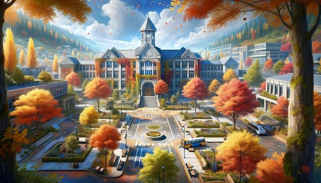 Autumnal School Setting for TRPG and Gaming - Generative AI